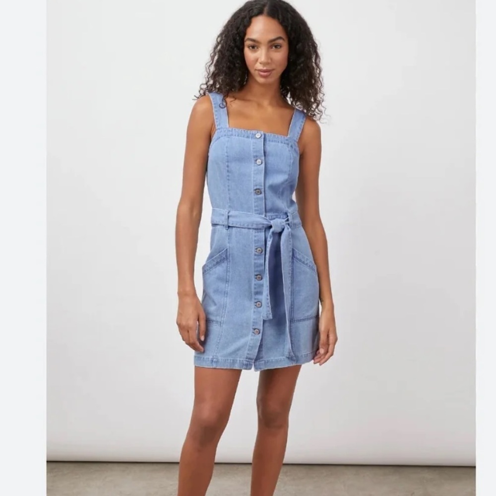 HABITUAL Denim Sleeveless Tank Dress with Button Down Front and Pockets